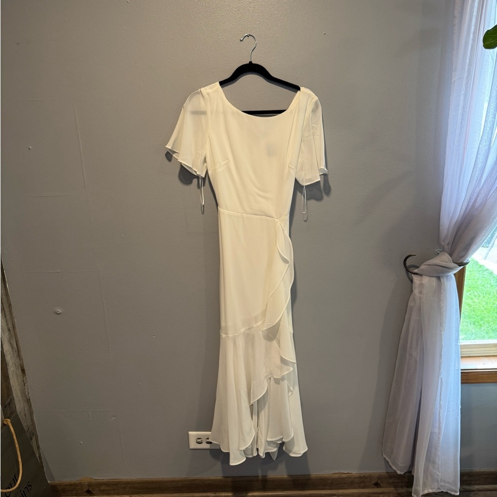 Gabby Skye Asymmetrical White Dress